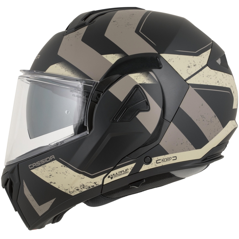 Casque de moto modulable Cassida MultiFlip Korp noir mat sable kaki