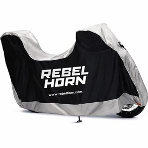 Housse de moto Rebelhorn Shelter avec emplacement pour un coffre, noir et argent