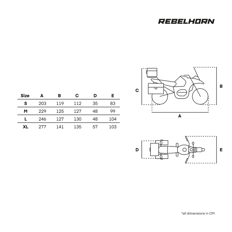 Housse de moto Rebelhorn Shelter avec emplacement pour un coffre, noir et argent