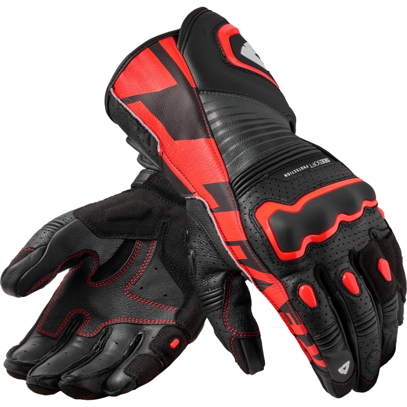 Gants de moto Revit Argon 3 noir-rouge fluo