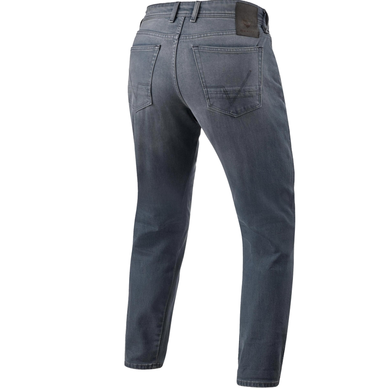 Jean moto Revit Keegan fuselé extra court, gris moyen délavé