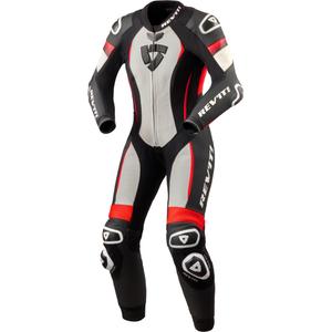 Combinaison de moto Revit Xena 4 pour femme, blanc et rouge fluo