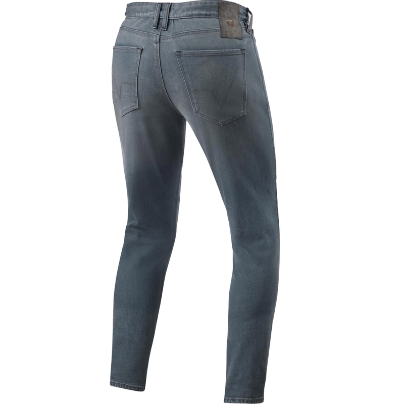 Jean moto court Revit Carlin SK, gris moyen délavé
