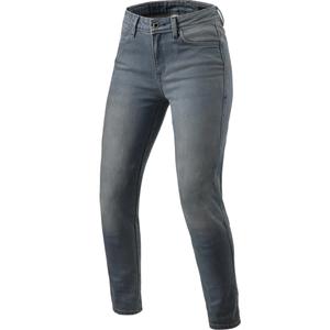 Jean moto femme Revit Marley SK, gris moyen délavé