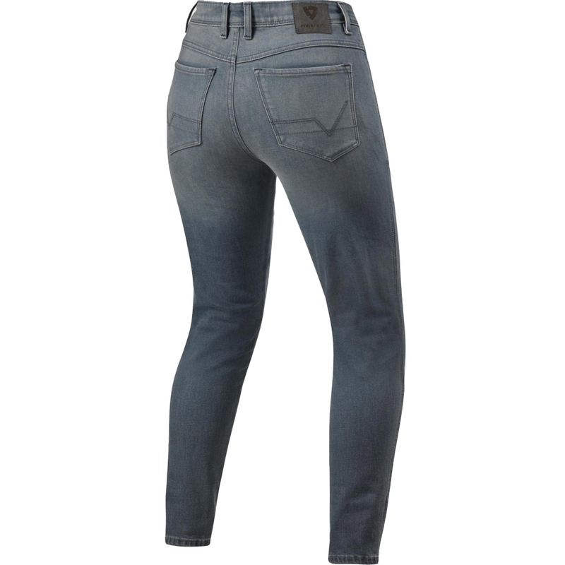 Jean moto femme Revit Marley SK, gris moyen délavé