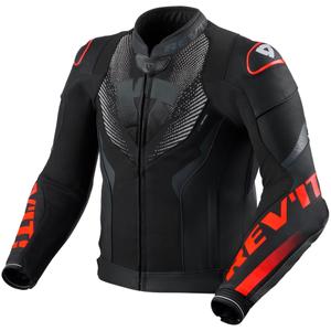 Blouson de moto en cuir Revit Hyperspeed 3 Air noir et rouge fluo