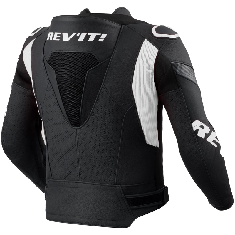 Blouson de moto en cuir Revit Argon 3 PRO noir et blanc