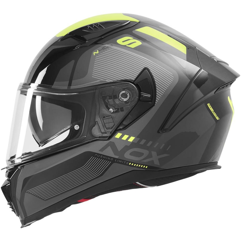 Casque intégral de moto NOX N402 Mentor noir-jaune fluo