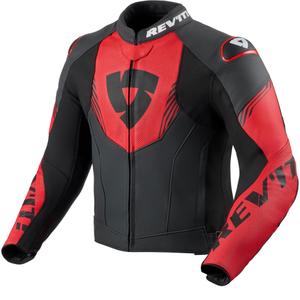 blouson de moto en cuir noir et rouge fluo Revit Argon 3
