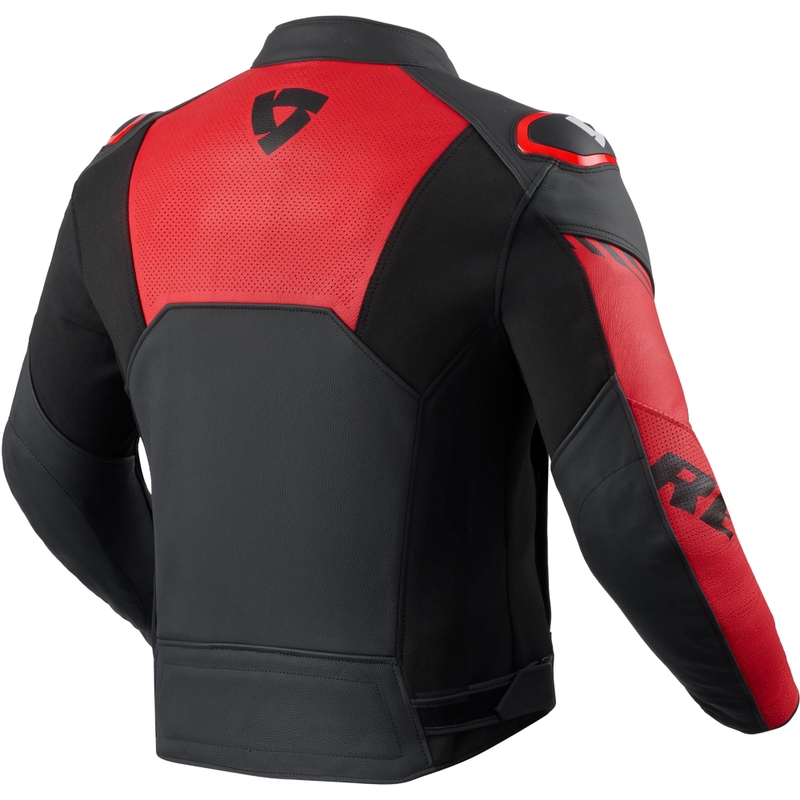 blouson de moto en cuir noir et rouge fluo Revit Argon 3