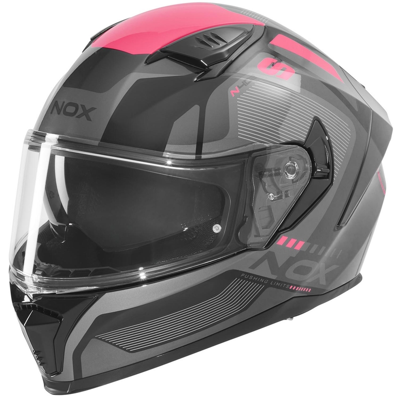 Casque intégral de moto NOX N402 Mentor noir et rose