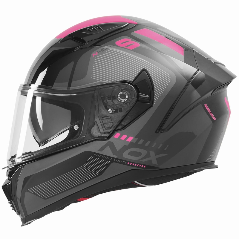 Casque intégral de moto NOX N402 Mentor noir et rose