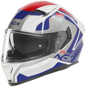Casque intégral de moto NOX N402 Mentor blanc-bleu-rouge