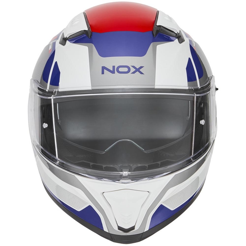 Casque intégral de moto NOX N402 Mentor blanc-bleu-rouge