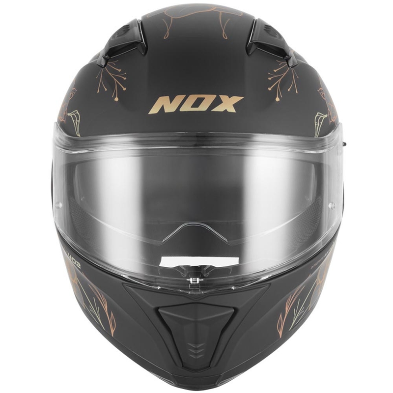 Casque intégral de moto NOX N402 Spring noir mat-or