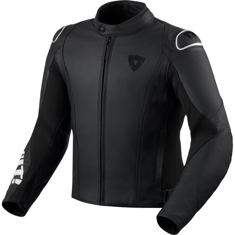 Blouson de moto en cuir noir et blanc Revit Quadratic