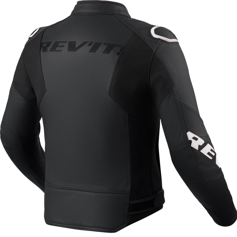 Blouson de moto en cuir noir et blanc Revit Quadratic