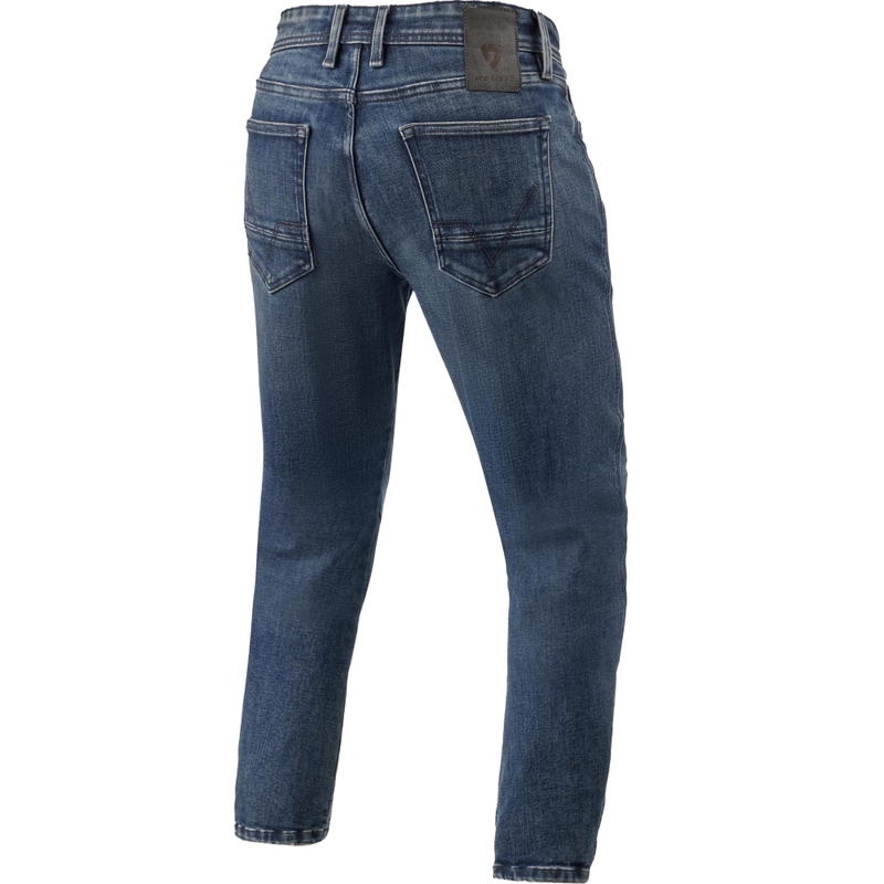 Jean de moto classique fuselé Revit Detroit 3, bleu foncé délavé