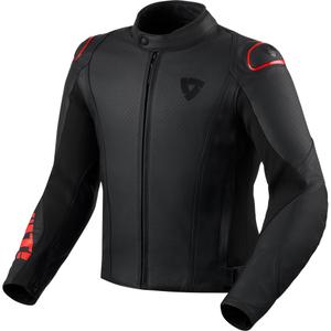 Blouson de moto en cuir noir et rouge fluo Revit Quadratic