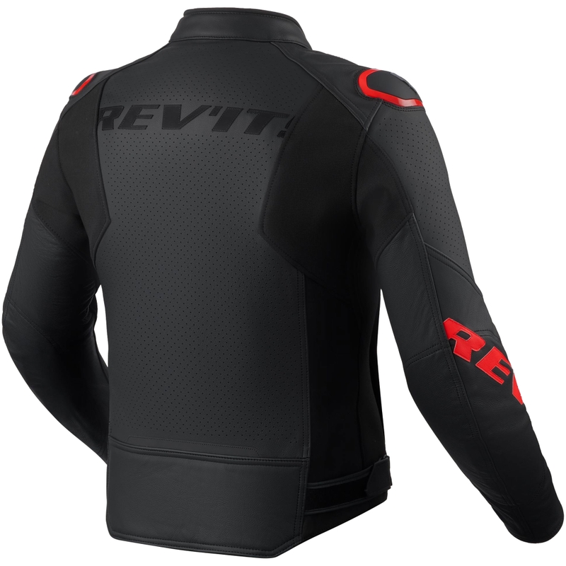 Blouson de moto en cuir noir et rouge fluo Revit Quadratic