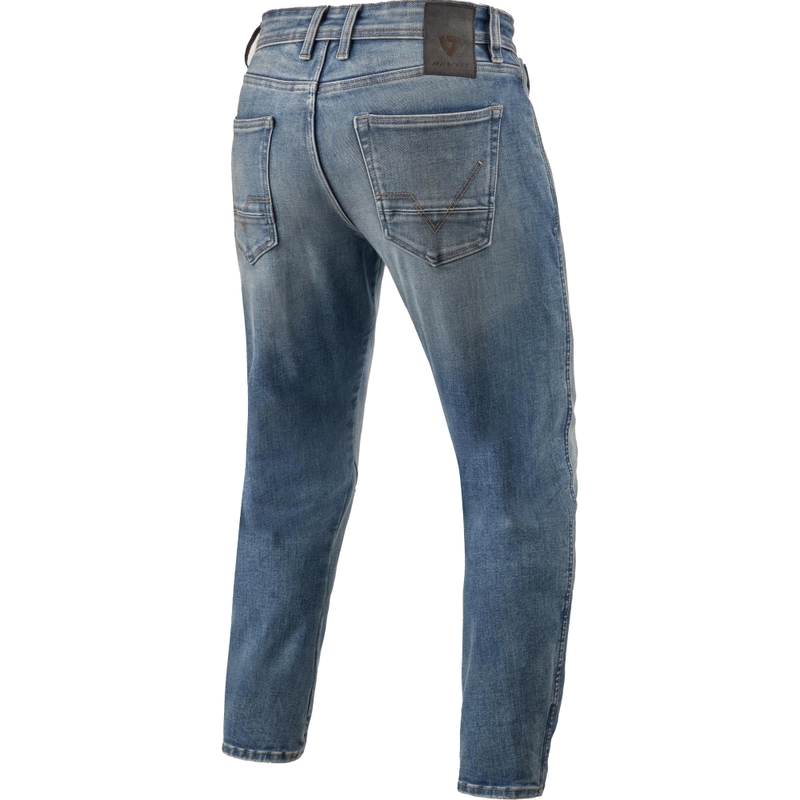 Jean moto Revit Detroit 3 fuselé extra court - Bleu moyen vintage