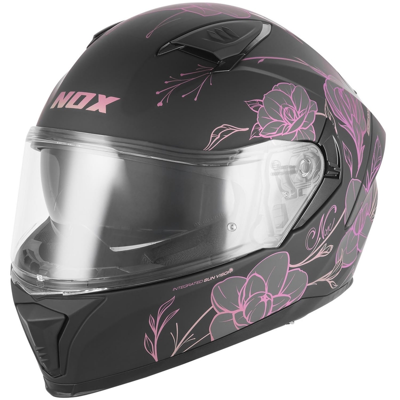Casque intégral de moto NOX N402 Spring noir mat-rose