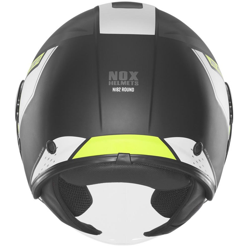 Casque de moto ouvert NOX N182 Rond noir mat-jaune fluo