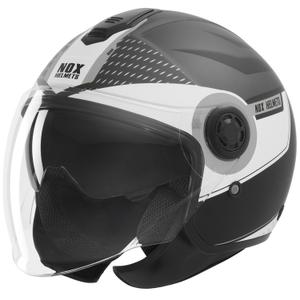 Casque de moto jet NOX N182 Rond noir mat-argent