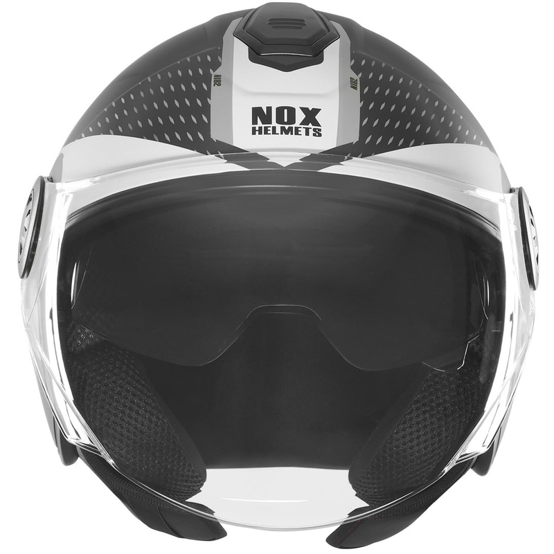 Casque de moto jet NOX N182 Rond noir mat-argent
