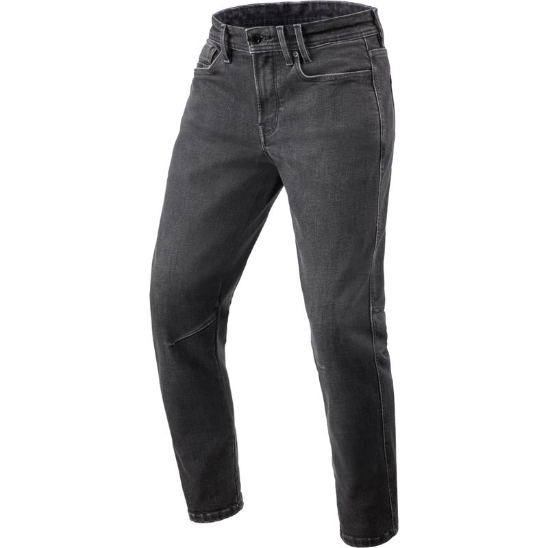 Jean court fuselé Revit Detroit 3, style moto, noir foncé