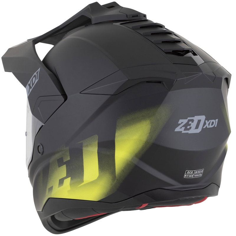 Casque de moto enduro ZED XD1 noir mat-jaune fluo