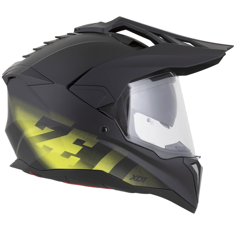 Casque de moto enduro ZED XD1 noir mat-jaune fluo