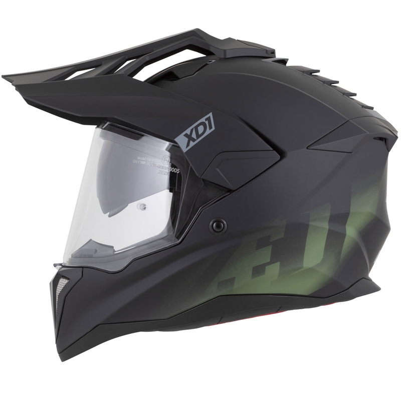 Casque de moto enduro ZED XD1 noir mat-vert foncé