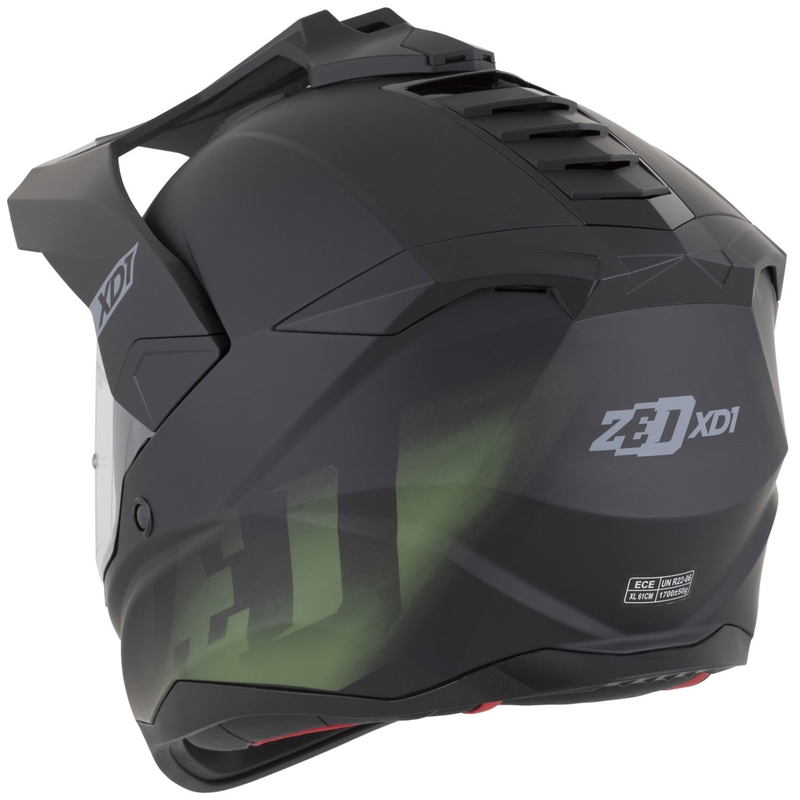 Casque de moto enduro ZED XD1 noir mat-vert foncé