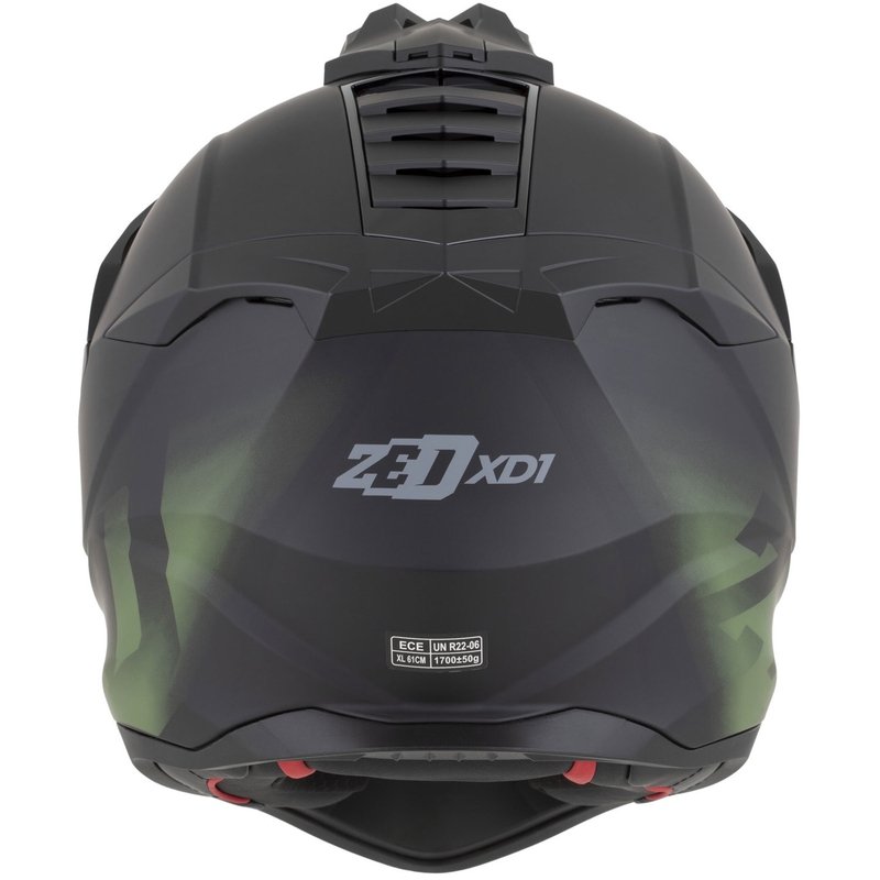 Casque de moto enduro ZED XD1 noir mat-vert foncé