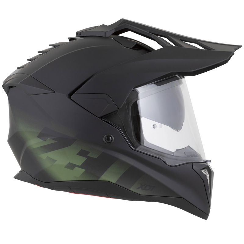 Casque de moto enduro ZED XD1 noir mat-vert foncé