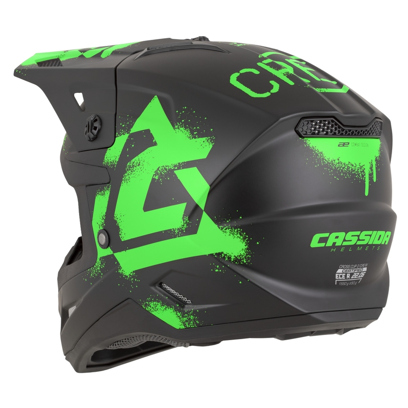 Casque de motocross Cassida Cross Cup 2 Crew noir mat-vert fluo
