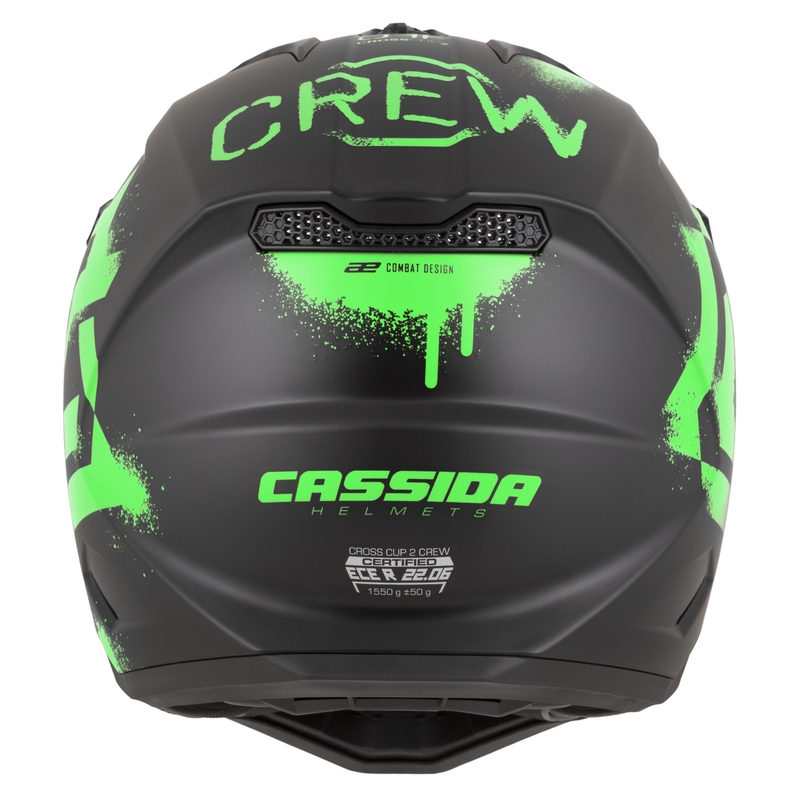 Casque de motocross Cassida Cross Cup 2 Crew noir mat-vert fluo