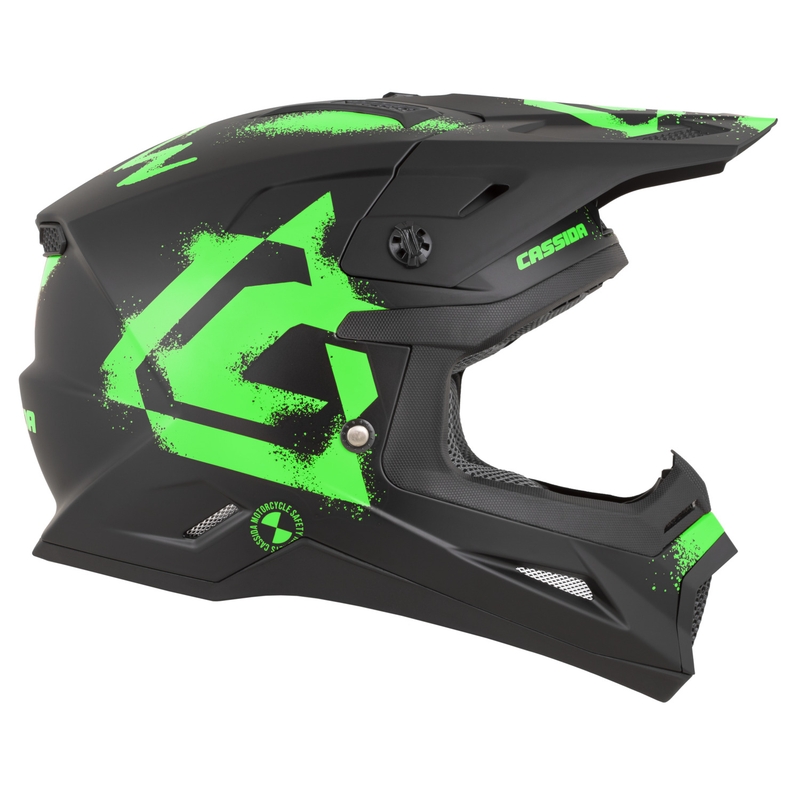 Casque de motocross Cassida Cross Cup 2 Crew noir mat-vert fluo