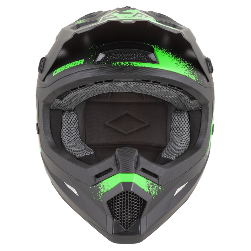 Casque de motocross Cassida Cross Cup 2 Crew noir mat-vert fluo