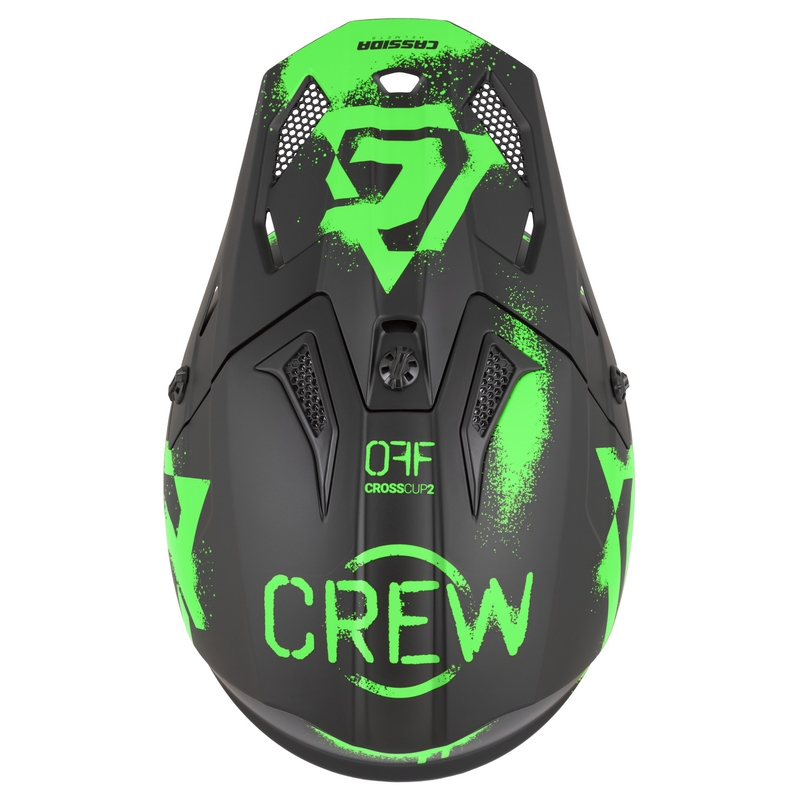 Casque de motocross Cassida Cross Cup 2 Crew noir mat-vert fluo