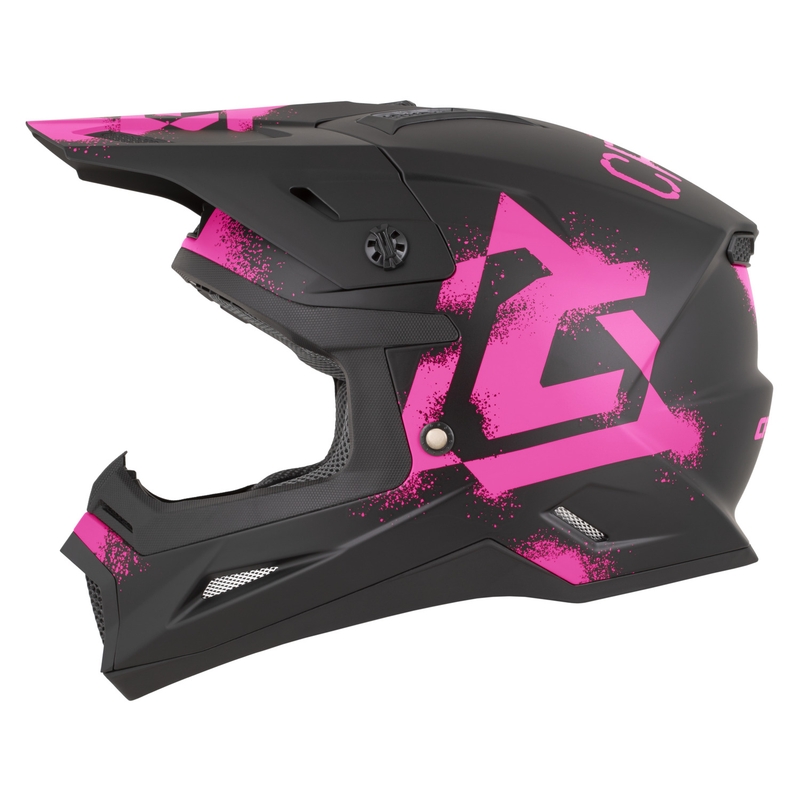 Casque de motocross Cassida Cross Cup 2 Crew noir mat et rose fluo