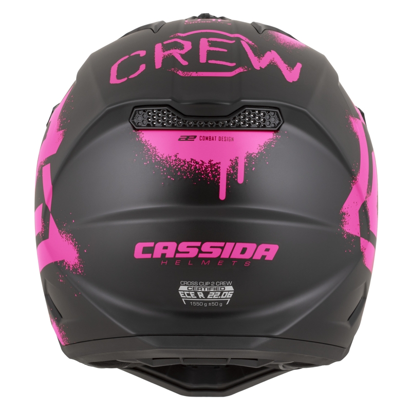 Casque de motocross Cassida Cross Cup 2 Crew noir mat et rose fluo