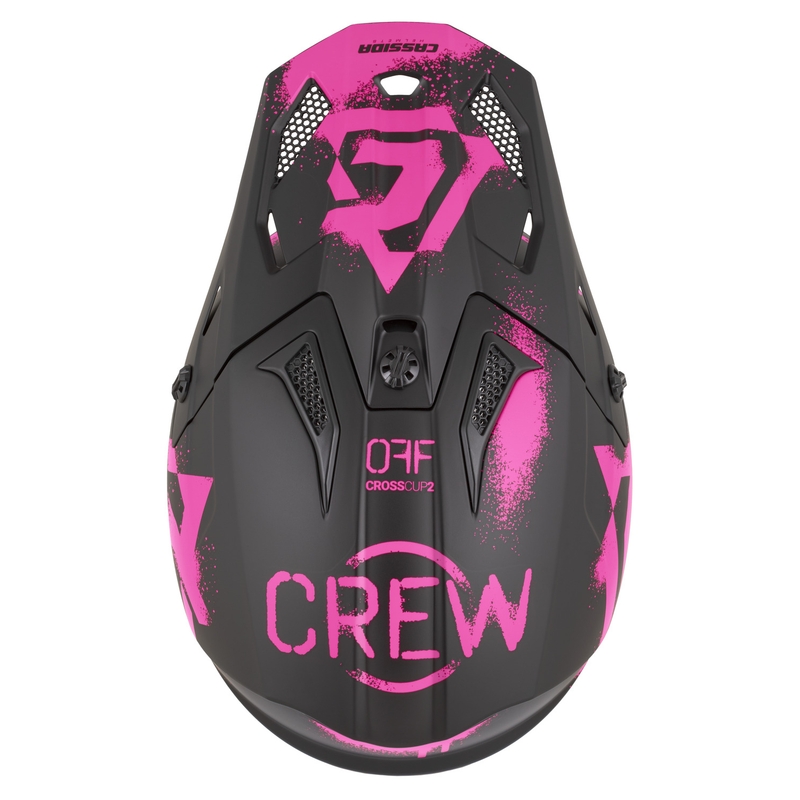 Casque de motocross Cassida Cross Cup 2 Crew noir mat et rose fluo