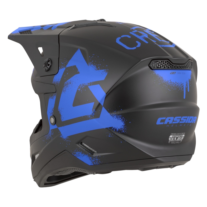 Casque de motocross Cassida Cross Cup 2 Crew noir mat-bleu