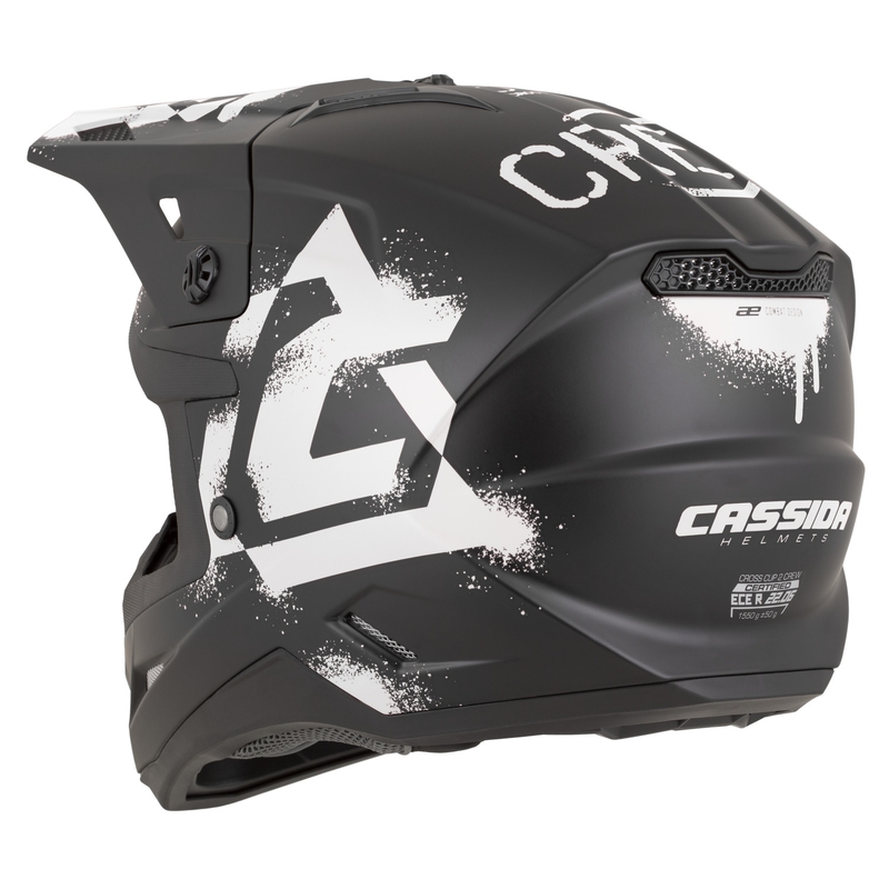 Casque de motocross Cassida Cross Cup 2 Crew noir et blanc mat