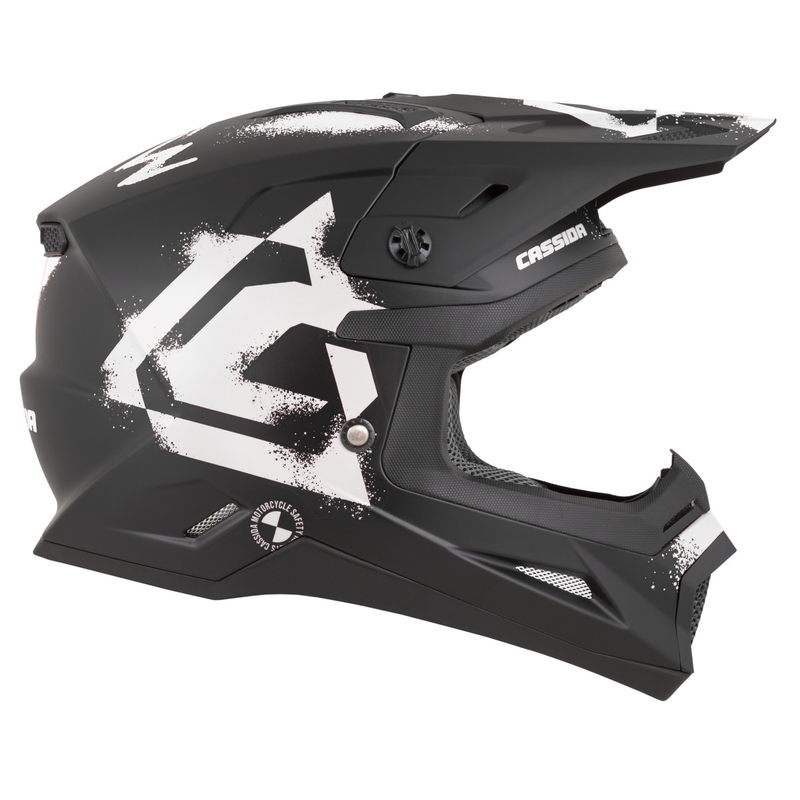Casque de motocross Cassida Cross Cup 2 Crew noir et blanc mat