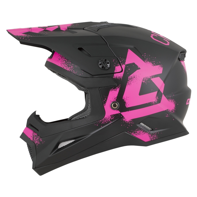 Casque de motocross enfant Cassida Cross Cup 2 Crew Junior noir mat et rose fluo