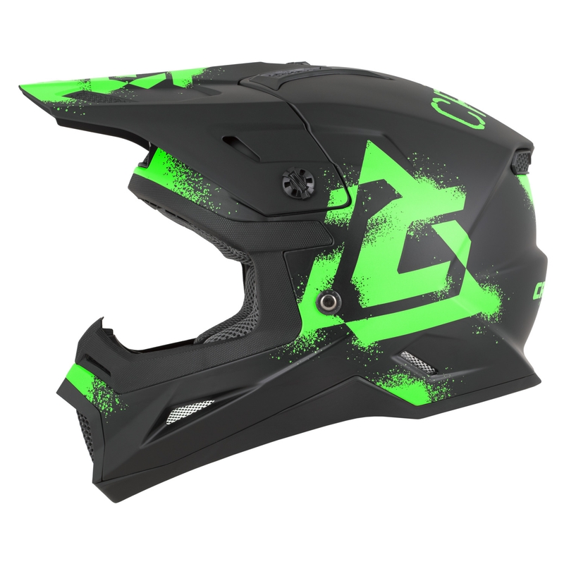 Casque de motocross enfant Cassida Cross Cup 2 Crew Junior noir mat-vert fluo