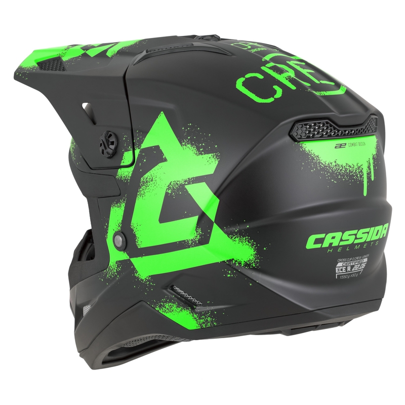 Casque de motocross enfant Cassida Cross Cup 2 Crew Junior noir mat-vert fluo